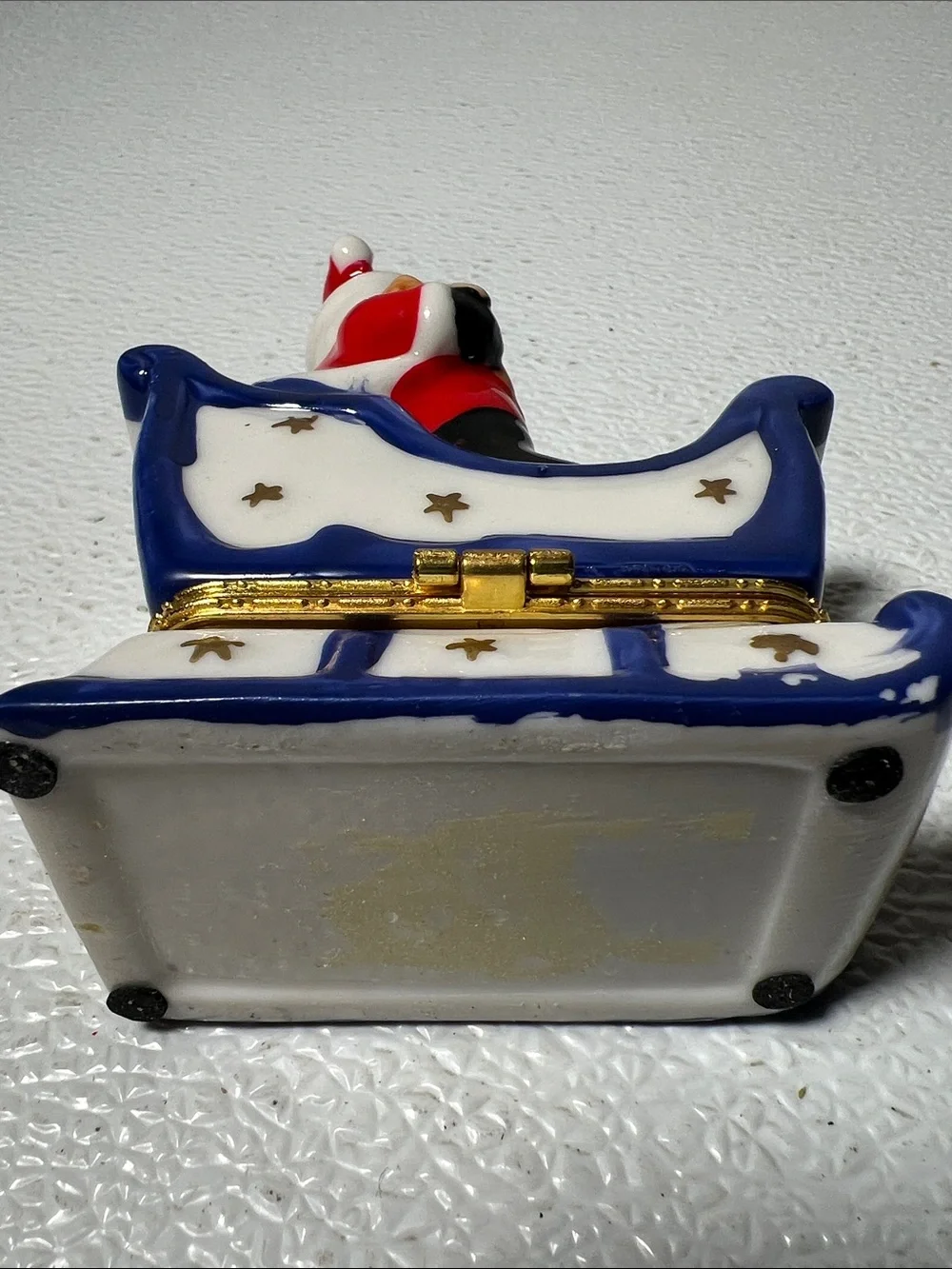 Festive Red Santa in Sleigh Ceramic Figurine Trinket Box